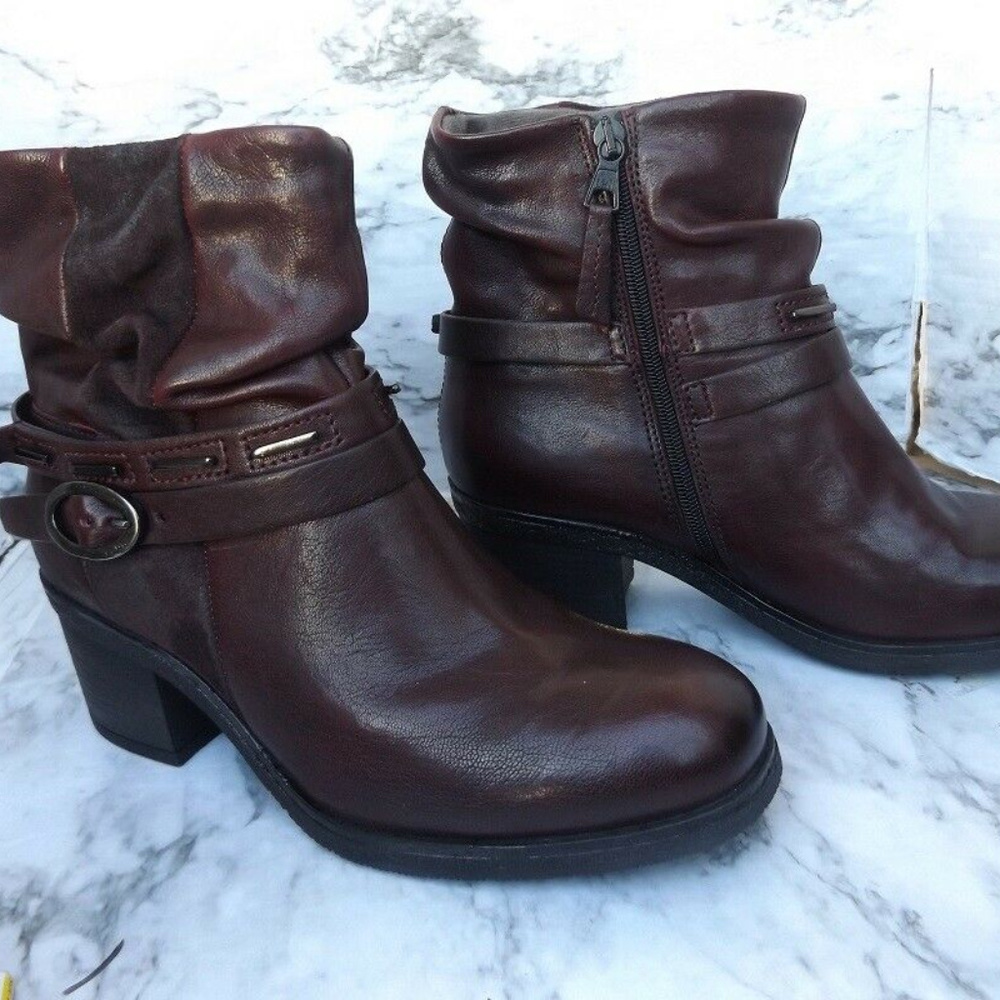 NEW Miz Mooz Leather Block Heel Ankle Boot Serenit